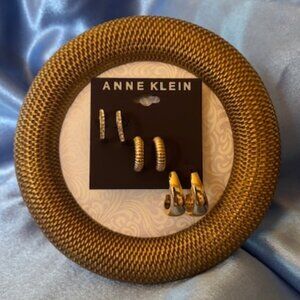 Anne Klein Earrings Gold Hoops 3 Pair